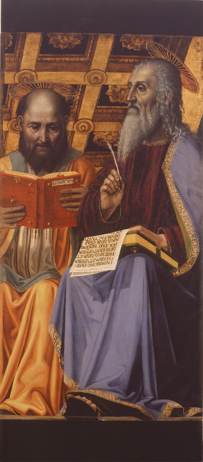 San Marco e San Giovanni (dipinto, elemento d'insieme) di Ambrogio da Fossano detto Bergognone (sec. XV)