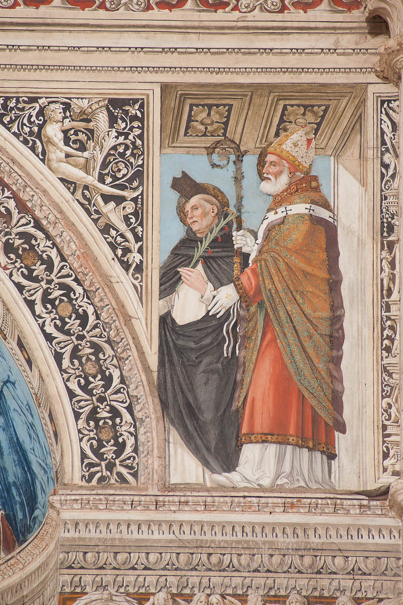 San Pietro Martire e Sant'Ambrogio (dipinto murale, elemento d'insieme) di Ambrogio da Fossano detto Bergognone (sec. XV)