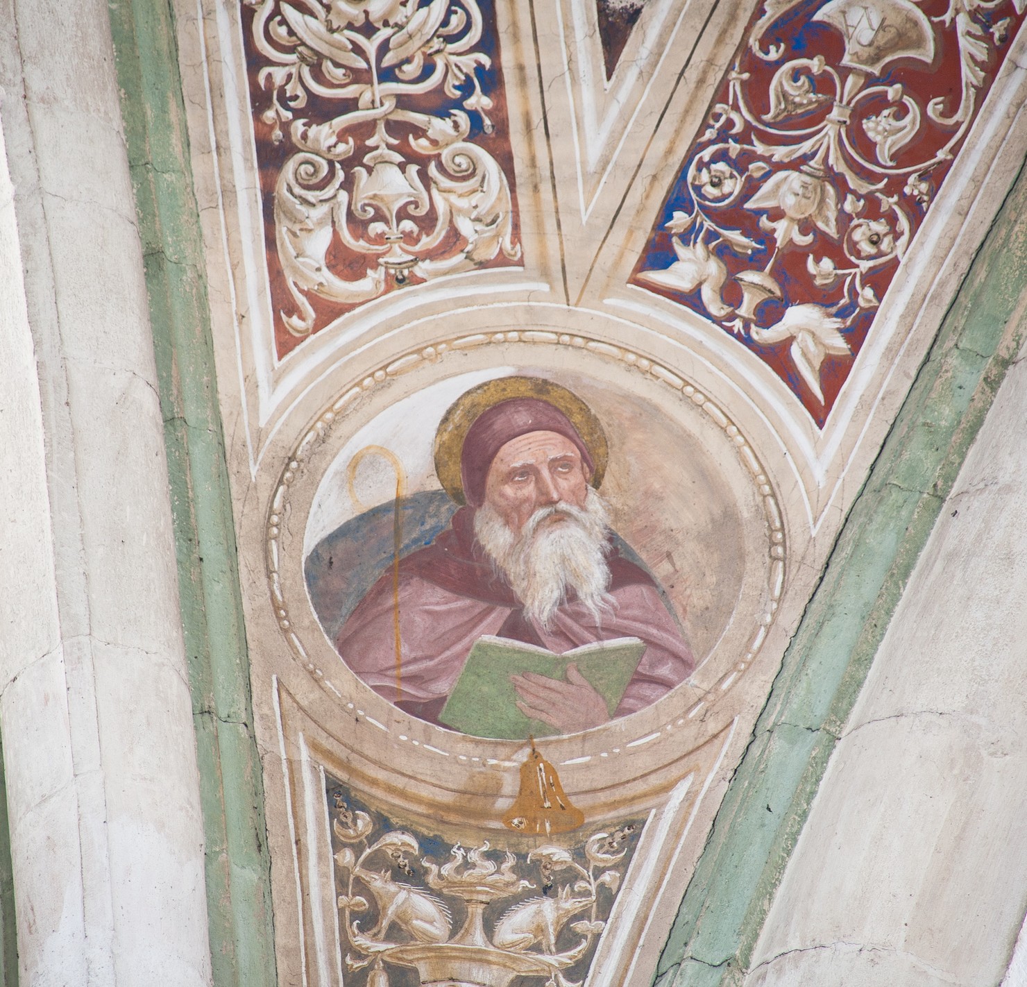 Santo con libro (dipinto murale, elemento d'insieme) di Ambrogio da Fossano detto Bergognone (bottega) (sec. XV)