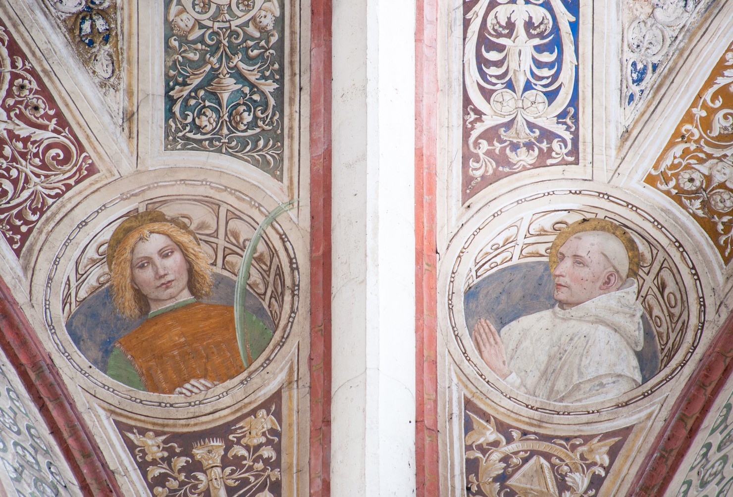 Santo martire e Santo certosino (dipinto murale, elemento d'insieme) di Ambrogio da Fossano detto Bergognone (bottega) (sec. XV)