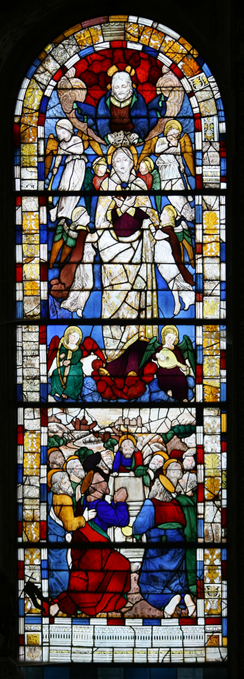 assunzione della Madonna (vetrata dipinta) di Ambrogio da Fossano detto Bergognone (attribuito), Foppa Vincenzo (attribuito) - bottega lombarda (secc. XV)
