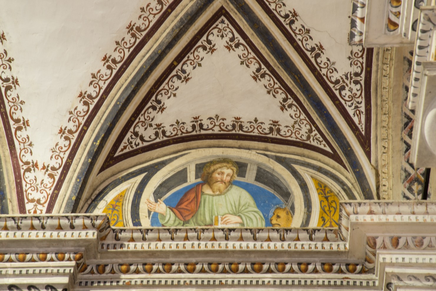 San Marco Evangelista (dipinto murale, elemento d'insieme) di Ambrogio da Fossano detto Bergognone (bottega) (sec. XVI)