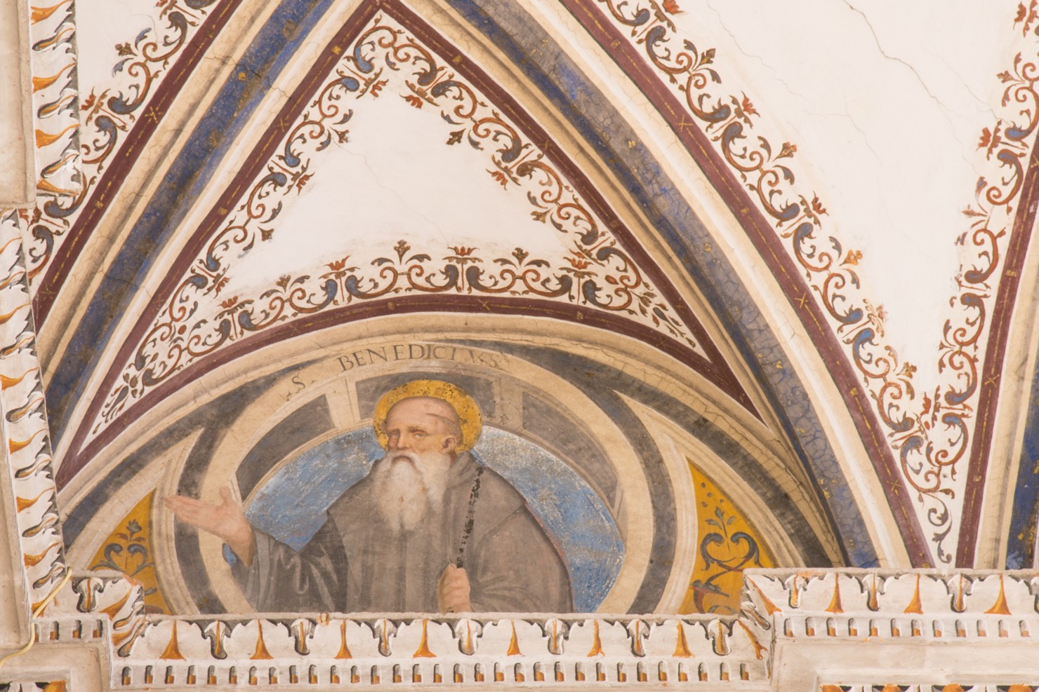 San Benedetto (dipinto murale, elemento d'insieme) di Ambrogio da Fossano detto Bergognone (bottega) (sec. XVI)