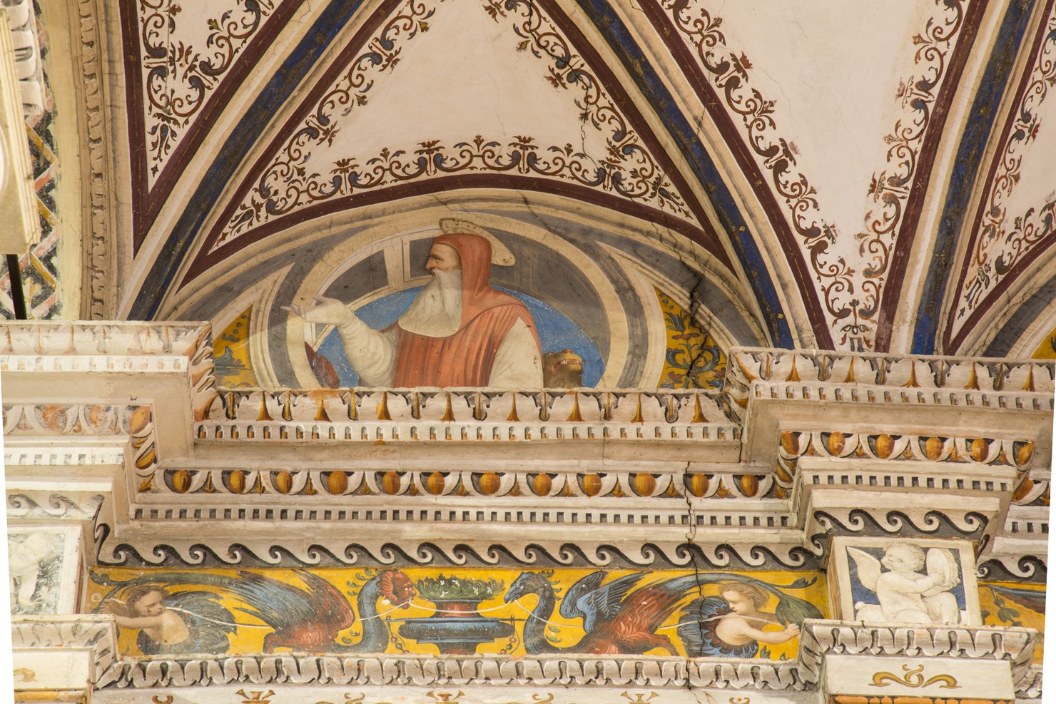 San Girolamo (dipinto murale, elemento d'insieme) di Ambrogio da Fossano detto Bergognone (bottega) (sec. XVI)
