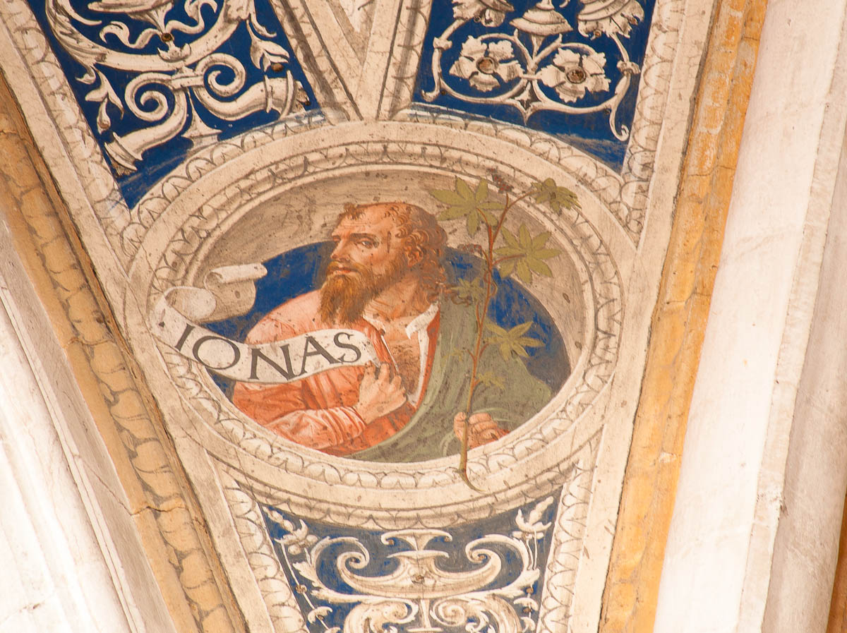 Giona (dipinto murale, elemento d'insieme) di Bernardino di Stefano da Fossano detto Bergognone Bernardino (attribuito) (sec. XV)
