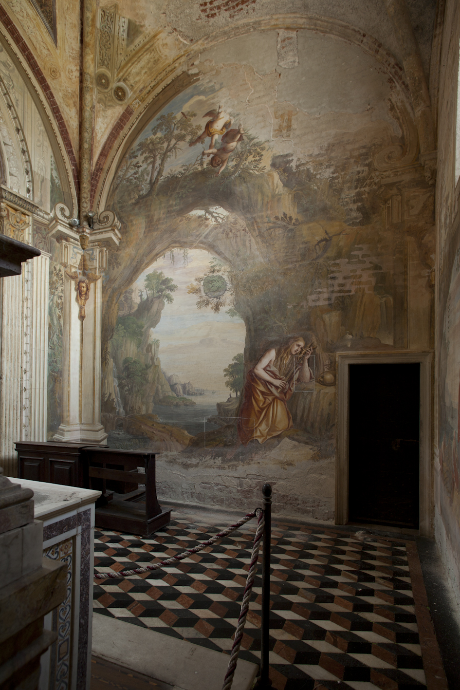 Santa Maria Maddalena penitente (dipinto murale, elemento d'insieme) di Bianchi Federico (sec. XVII)