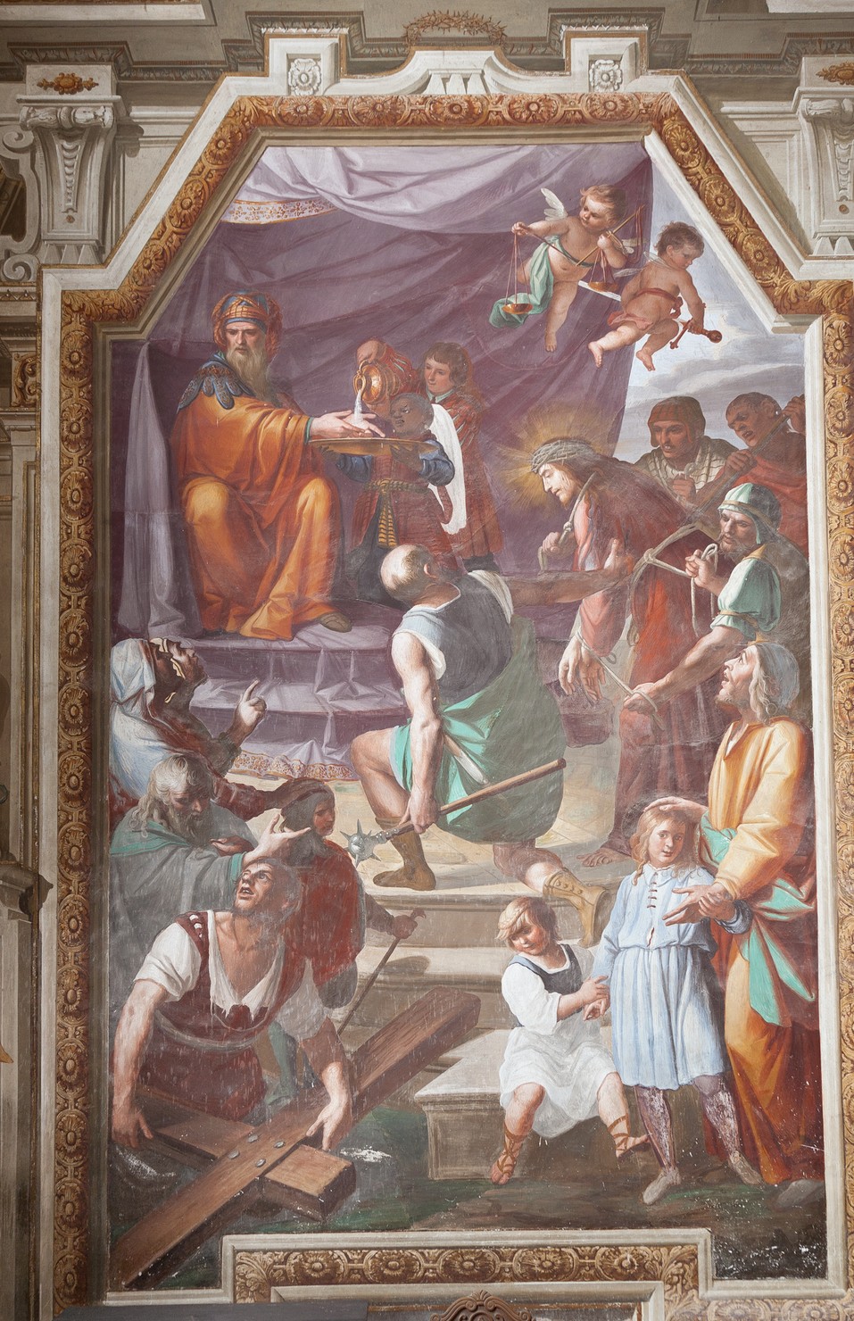 Cristo davanti a Pilato (dipinto murale, elemento d'insieme) di Bianchi Federico (sec. XVII)