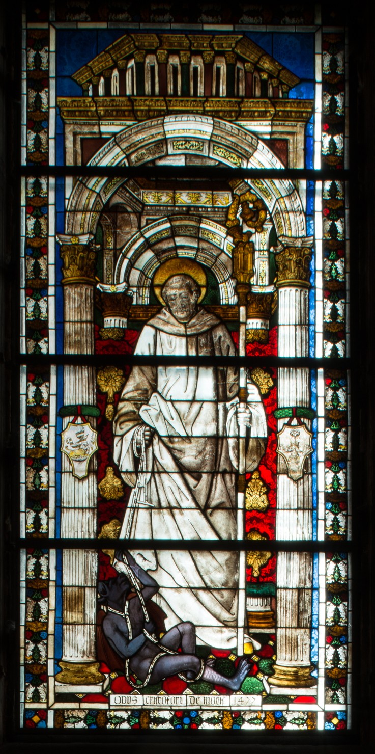 San Bernardo (vetrata dipinta) di Motti Cristoforo de', Bugatto Zanetto (attribuito) (sec. XV)