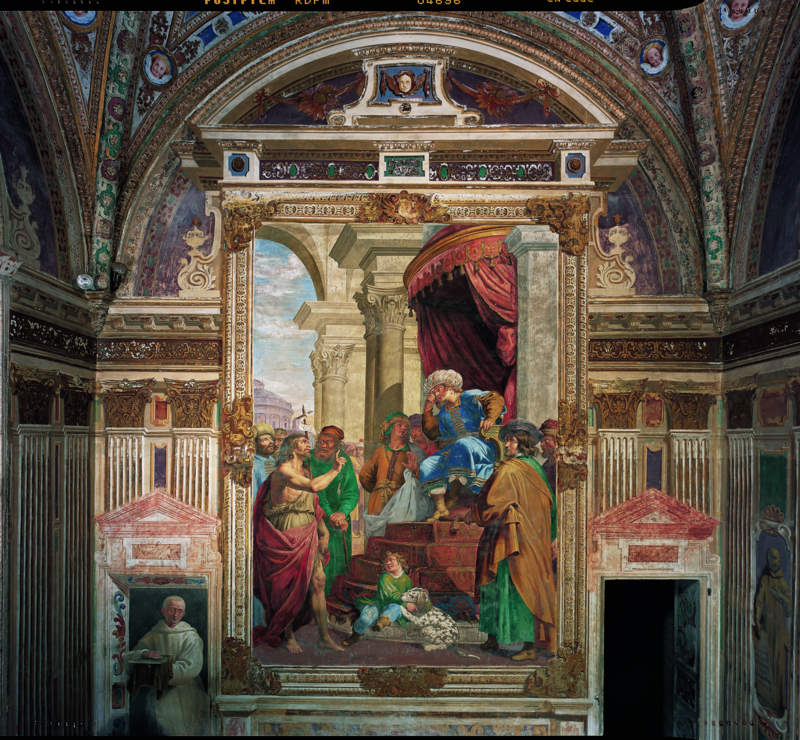 San Giovanni Battista ammonisce Erode (dipinto murale, elemento d'insieme) di Carlone Giovanni Battista (sec. XVII)