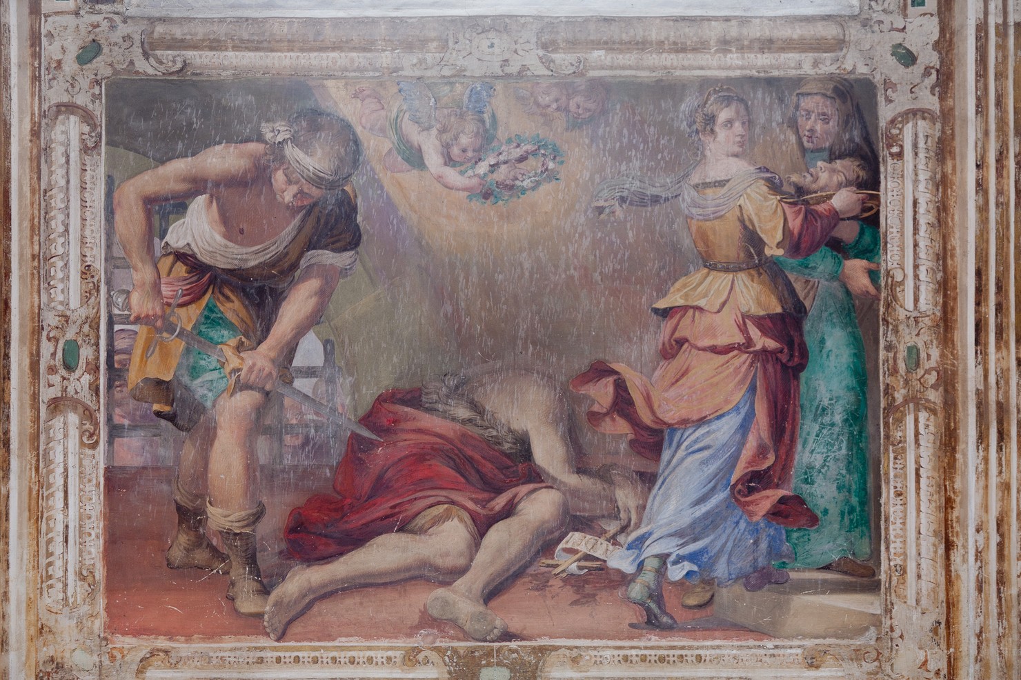 decapitazione di San Giovanni Battista (dipinto murale, elemento d'insieme) di Carlone Giovanni Battista (sec. XVII)