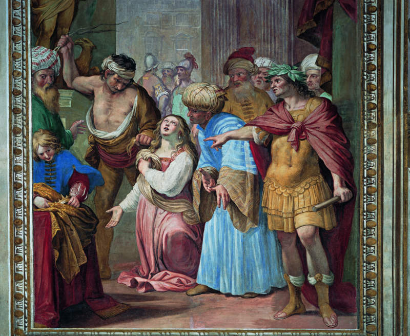 Flagellazione di Santa Caterina d'Alessandria (dipinto murale, elemento d'insieme) di Carlone Giovanni Battista (sec. XVII)