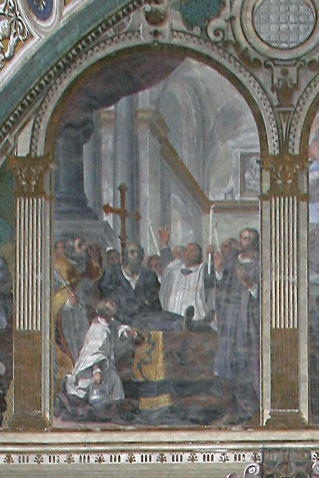 Raimond Diocrès annuncia la sua condanna (dipinto, elemento d'insieme) di Crespi Daniele (e aiuti) (sec. XVII)