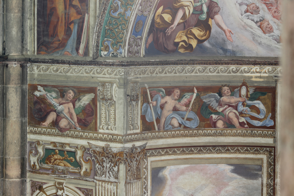 angeli musicanti e busto del Santo Giovanni Houghton (dipinto, elemento d'insieme) di Crespi Daniele (e aiuti), Valletta Francesco (attribuito) (sec. XVII)
