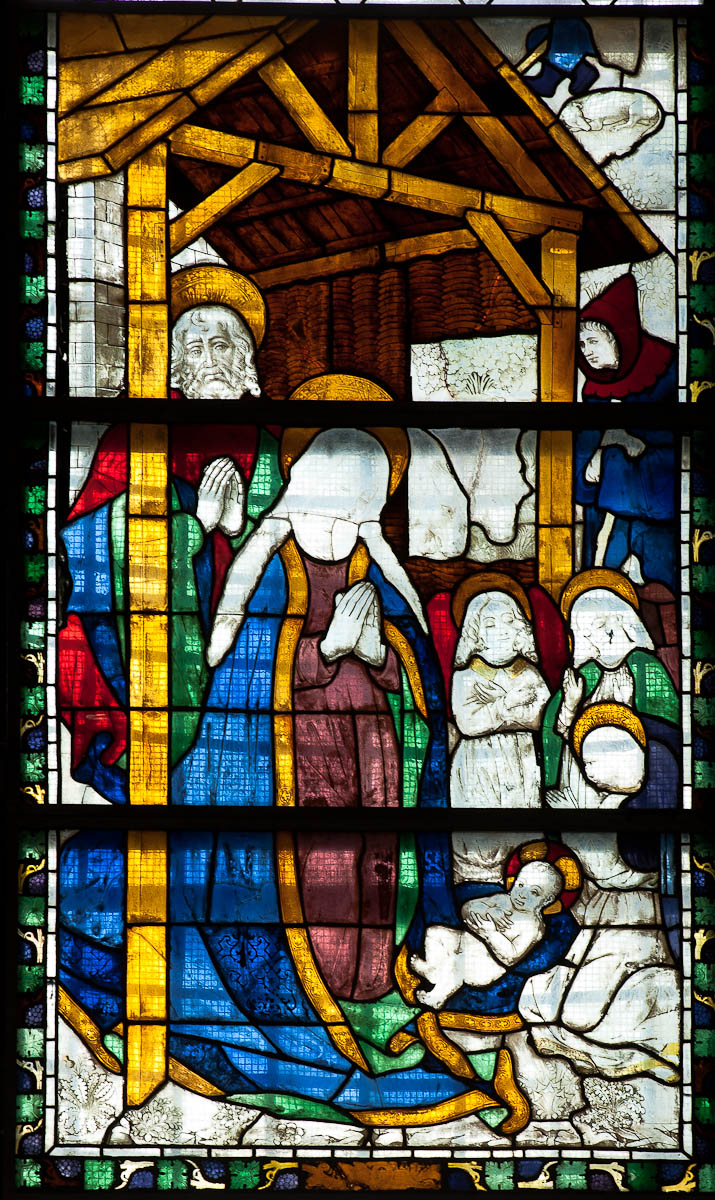 presepio (vetrata dipinta, opera isolata) di Foppa Vincenzo - ambito lombardo (sec. XV)