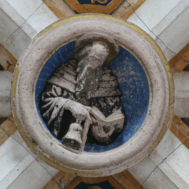 Sant'Antonio Abate (chiave di volta, opera isolata) di Mantegazza Cristoforo (attribuito) (sec. XV)