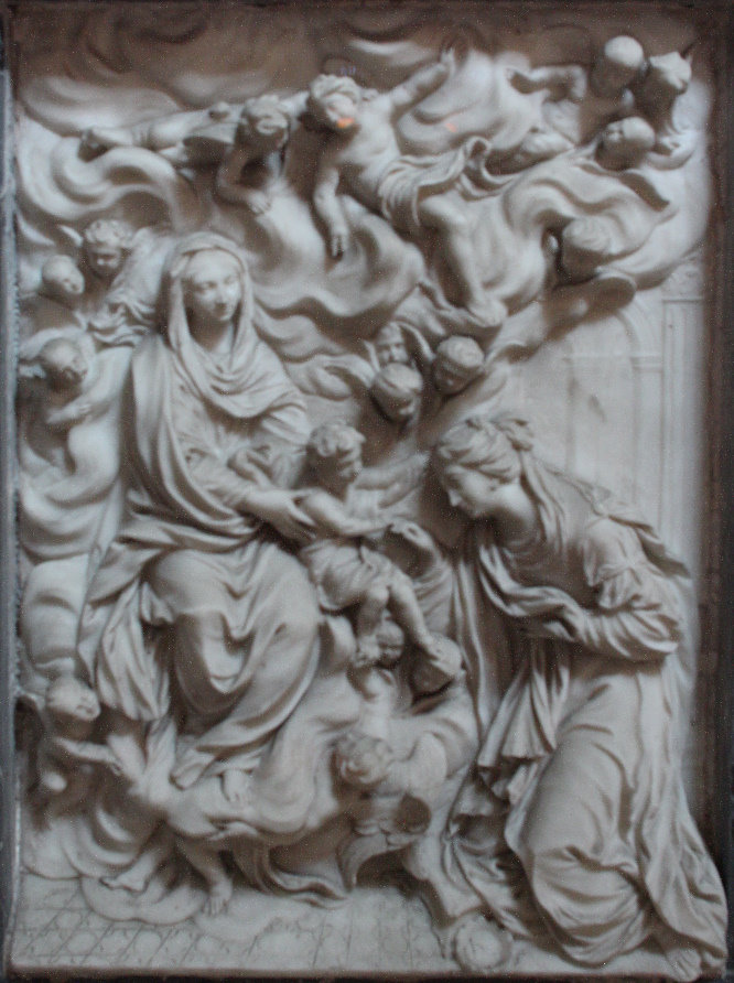 matrimonio mistico di Santa Caterina da Siena (formella, opera isolata) di Rusnati Giuseppe (attribuito) (sec. XVII)