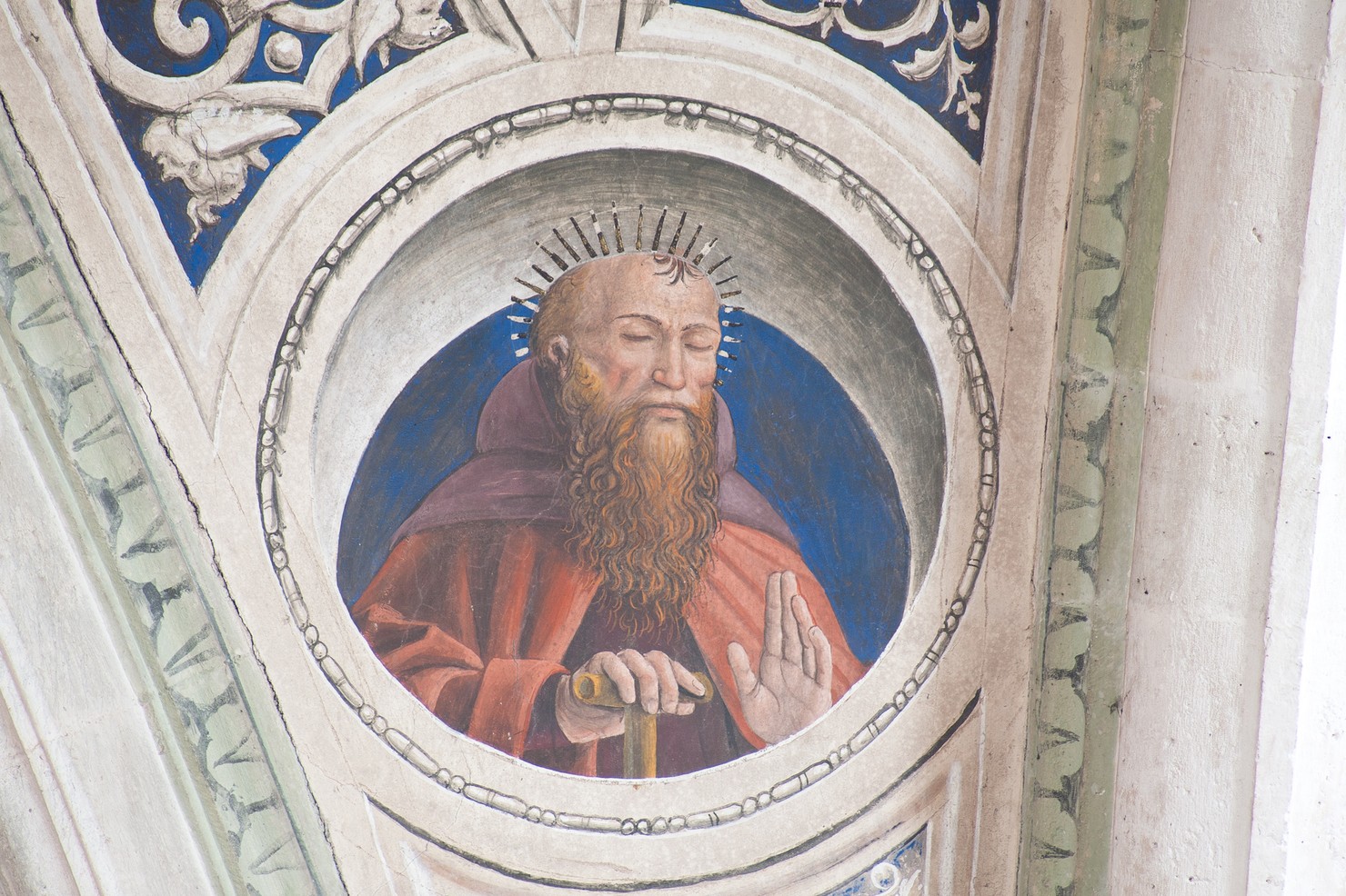 Sant'Antonio Abate (dipinto murale, elemento d'insieme) di Zenale Bernardino (attribuito) (sec. XV)