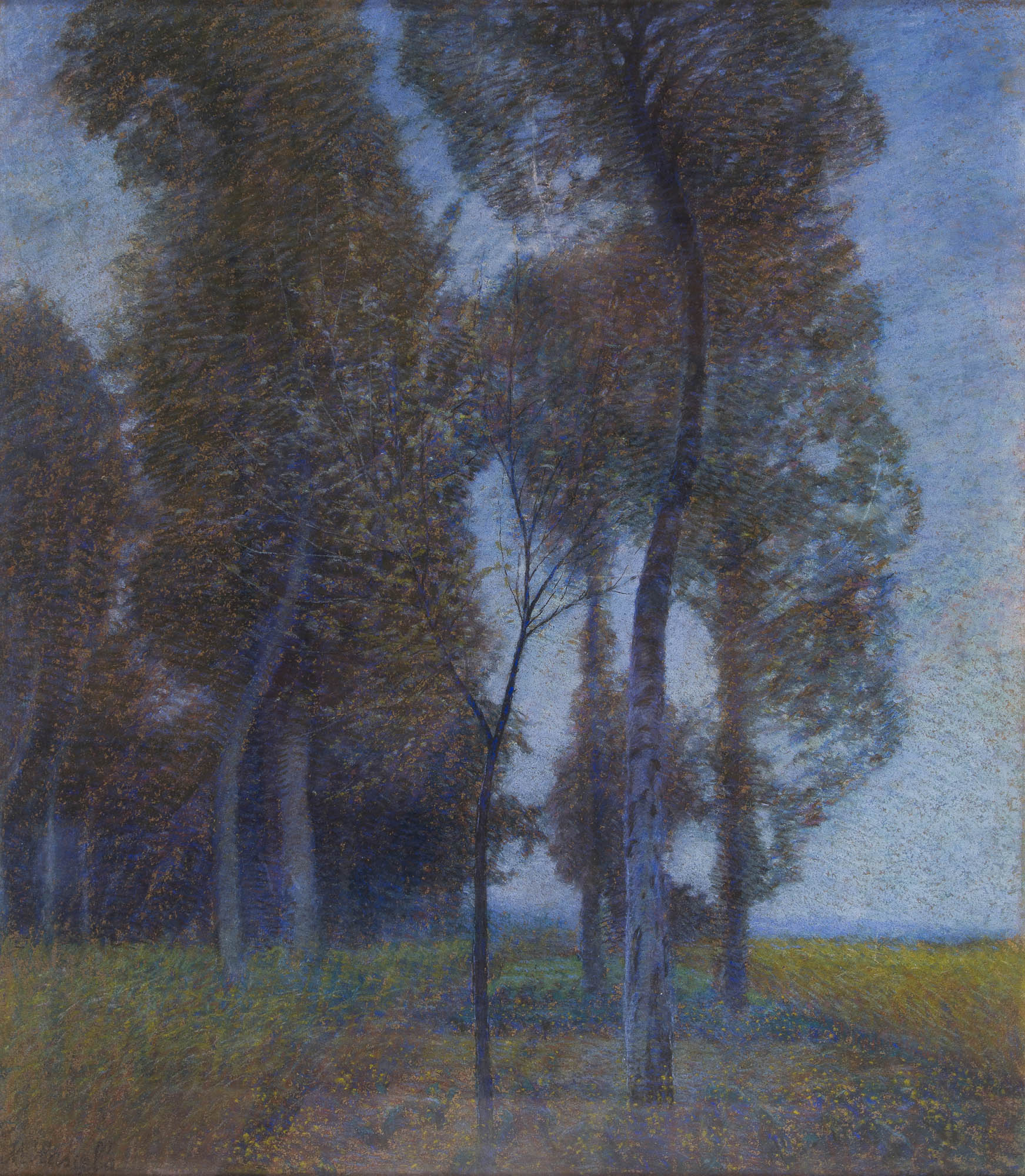 Mattino d'estate (?), Paesaggio con alberi (dipinto) di Cascella, Michele - ambito italiano (prima metà XX)