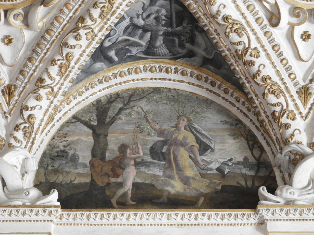 Metamorfosi di Driope (dipinto murale) di Viani, Antonio Maria (cerchia) (primo quarto sec. XVII)