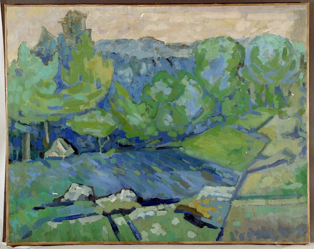 Paesaggio Azzurro, Paesaggio (dipinto, opera isolata) di Rosi Mino (sec. XX)
