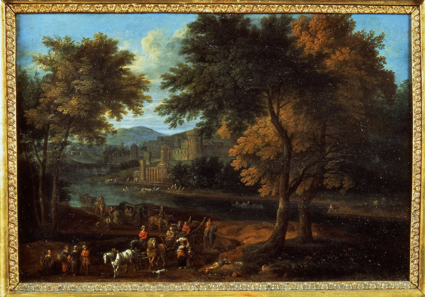 Paesaggio con figure (dipinto) di Baudewijns Adriaen Frans, Bout Pieter (ultimo quarto sec. XVII)