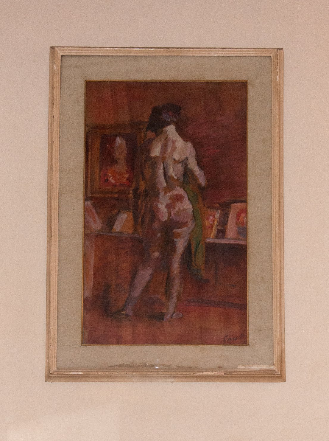Nudo femminile, figura femminile nuda (dipinto, opera isolata) di Griselli Italo Orlando (sec. XX)