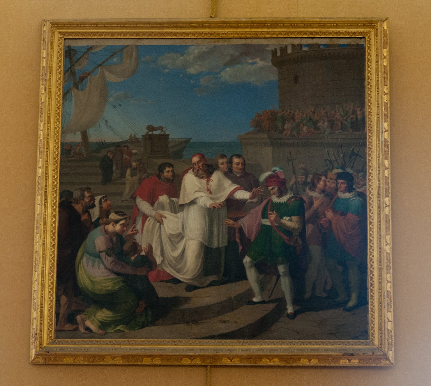 Beato Balduino e il Giudice d'Arborea (dipinto) di Collignon Giuseppe (inizio sec. XIX)