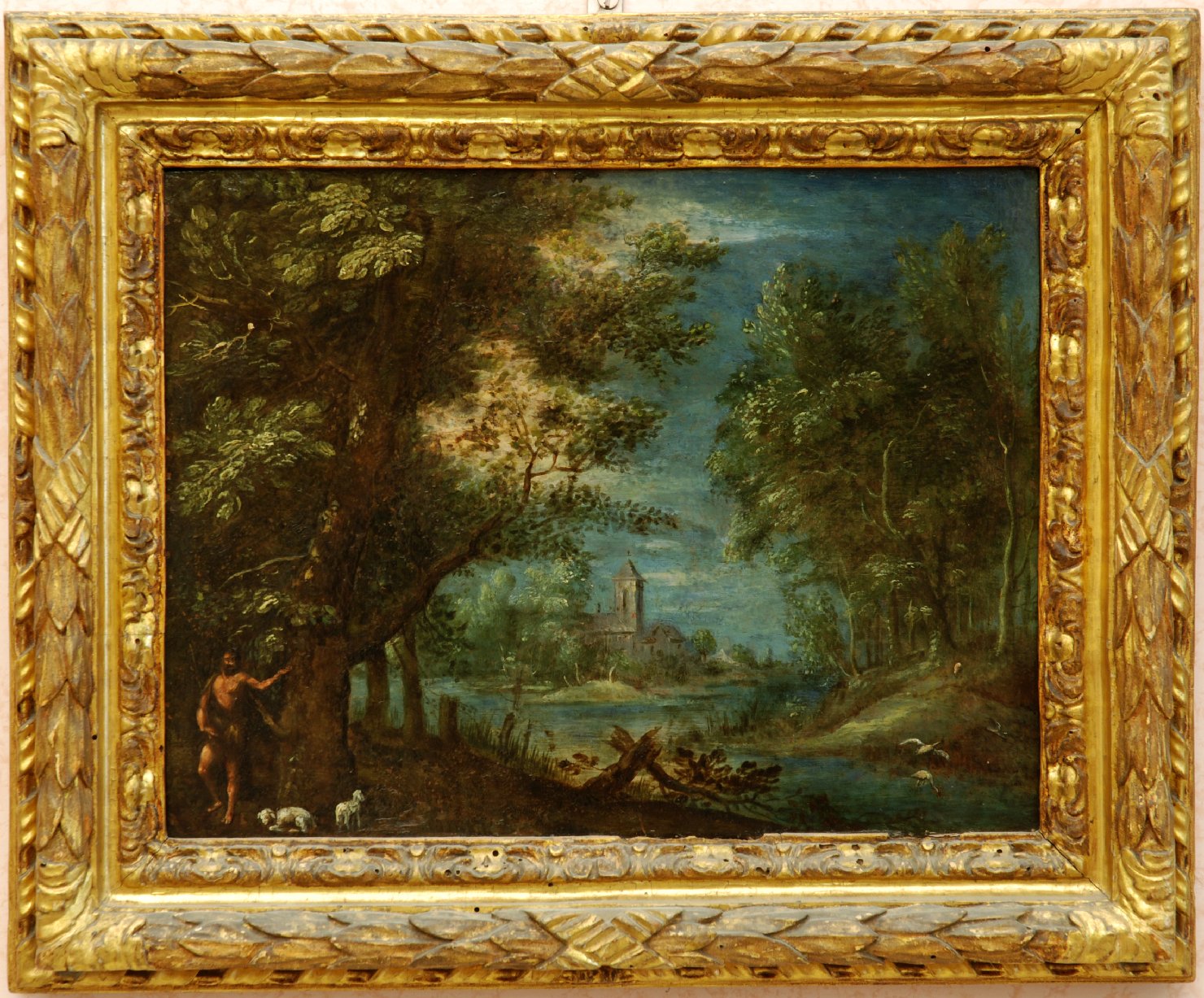 paesaggio con San Giovanni Battista (dipinto) - ambito europeo (sec. XIX)