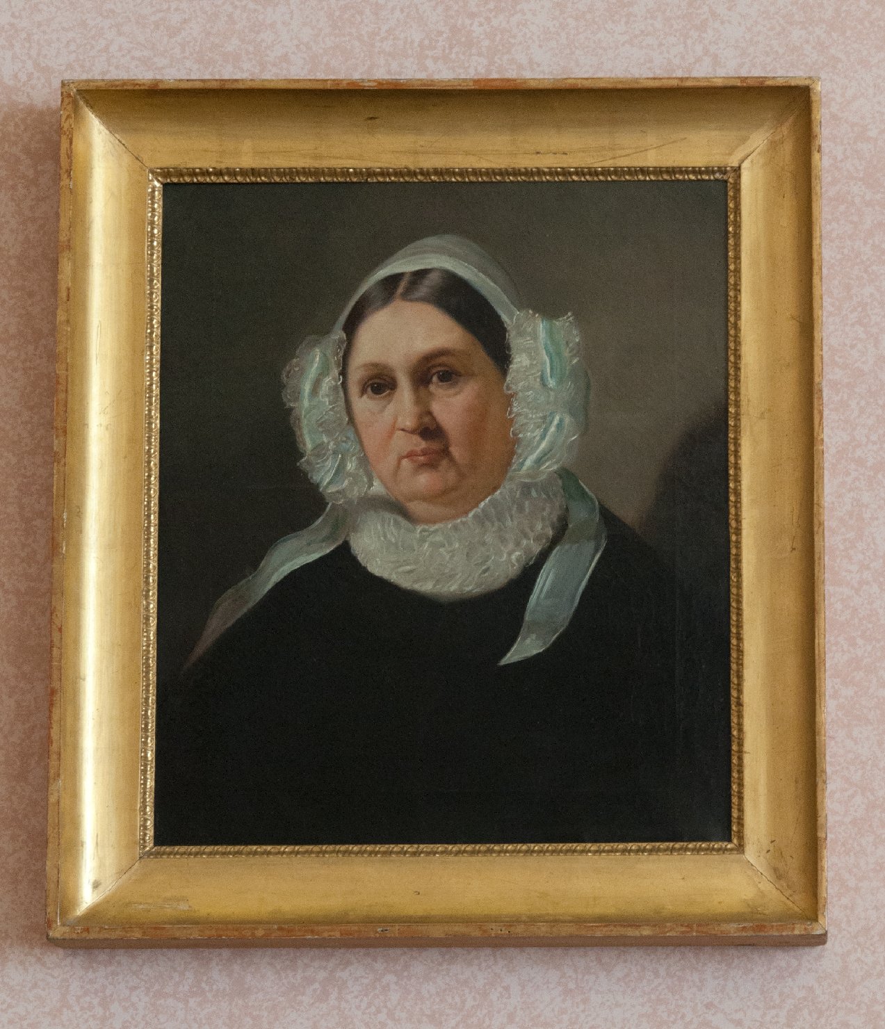 Ritratto di signora con cuffia bianca (dipinto) - ambito francese (?) (metà sec. XIX)