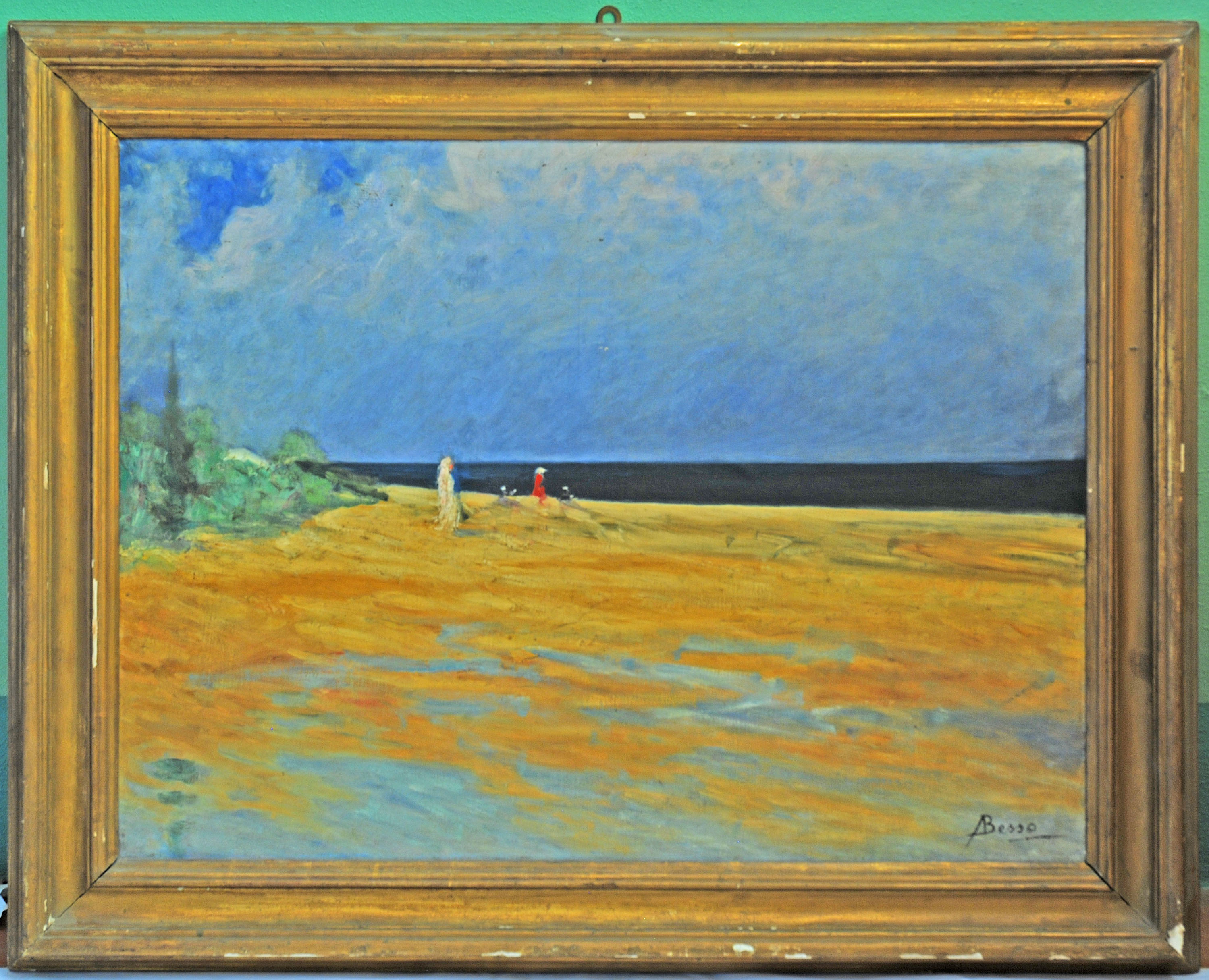 Marina, paesaggio marino (dipinto) di Besso Amalia (primo quarto sec. XX)