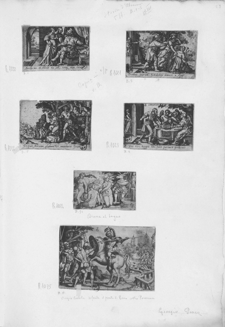storia di Abramo (stampa smarginata, serie) di Pencz Georg - ambito tedesco (prima metà sec. XVI)