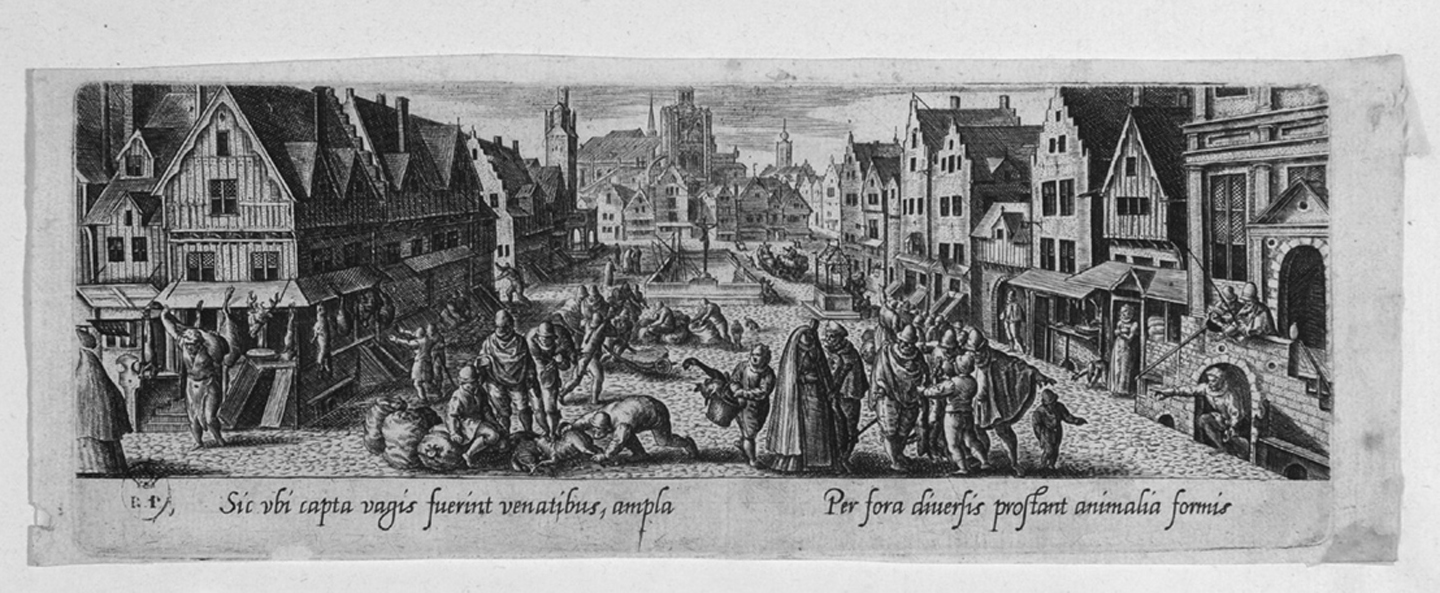 Il mercato, scena di mercato (stampa) di van de Passe Crispijn - ambito olandese (fine/ inizio secc. XVI/ XVII)