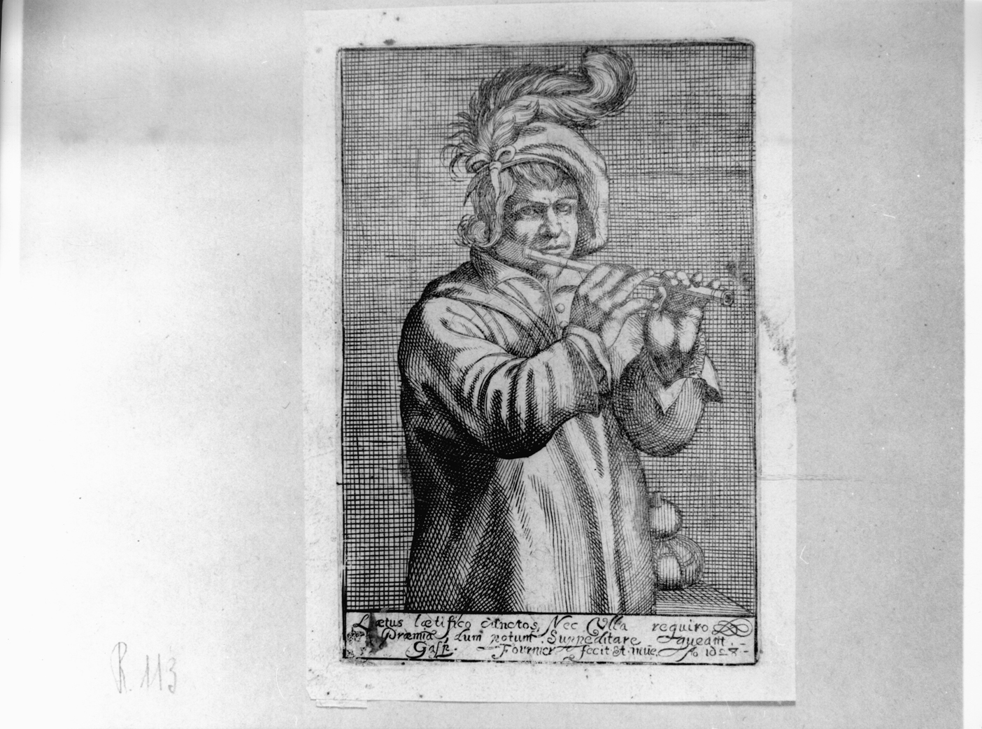 Pifferaio, suonatore di piffero (stampa, elemento d'insieme) di Fournier Gaspar (secondo quarto sec. XVII)