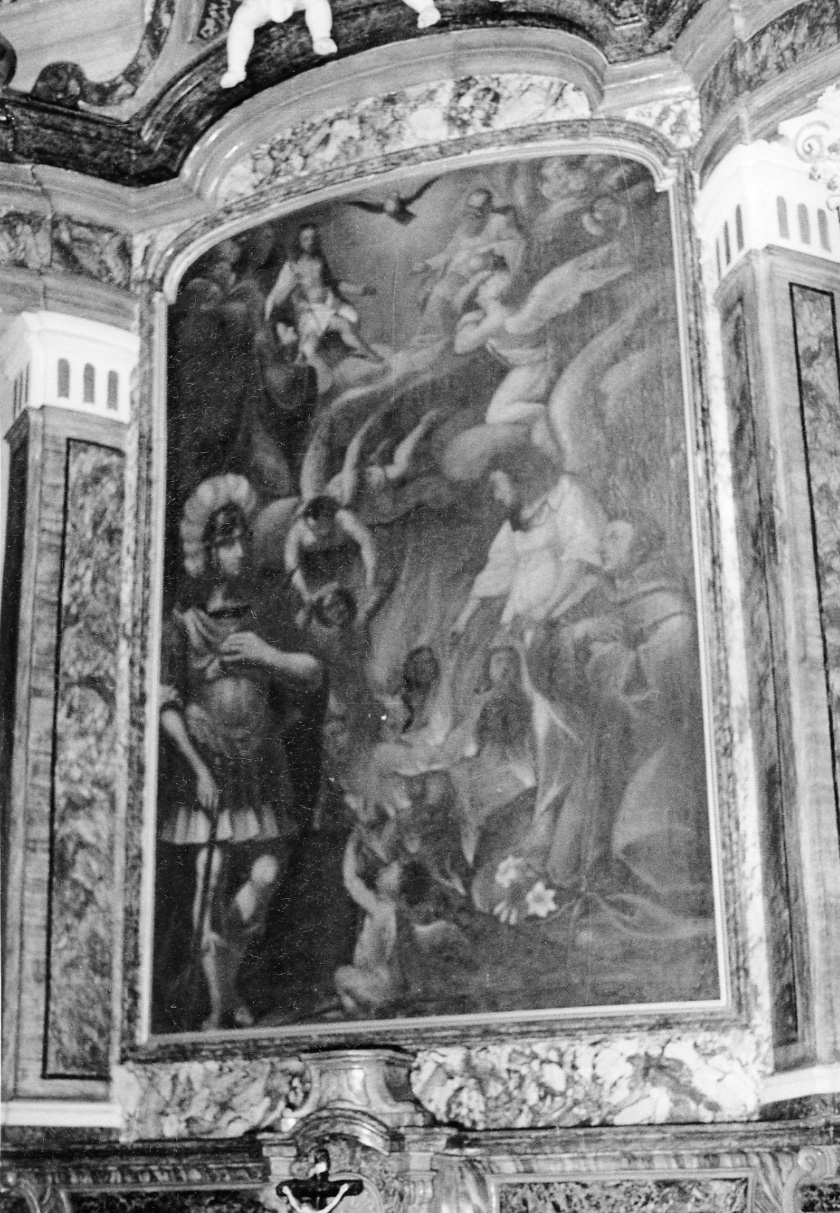 Trinità con santi, angeli e anime purganti (dipinto) - ambito locale (seconda metà sec. XVIII)