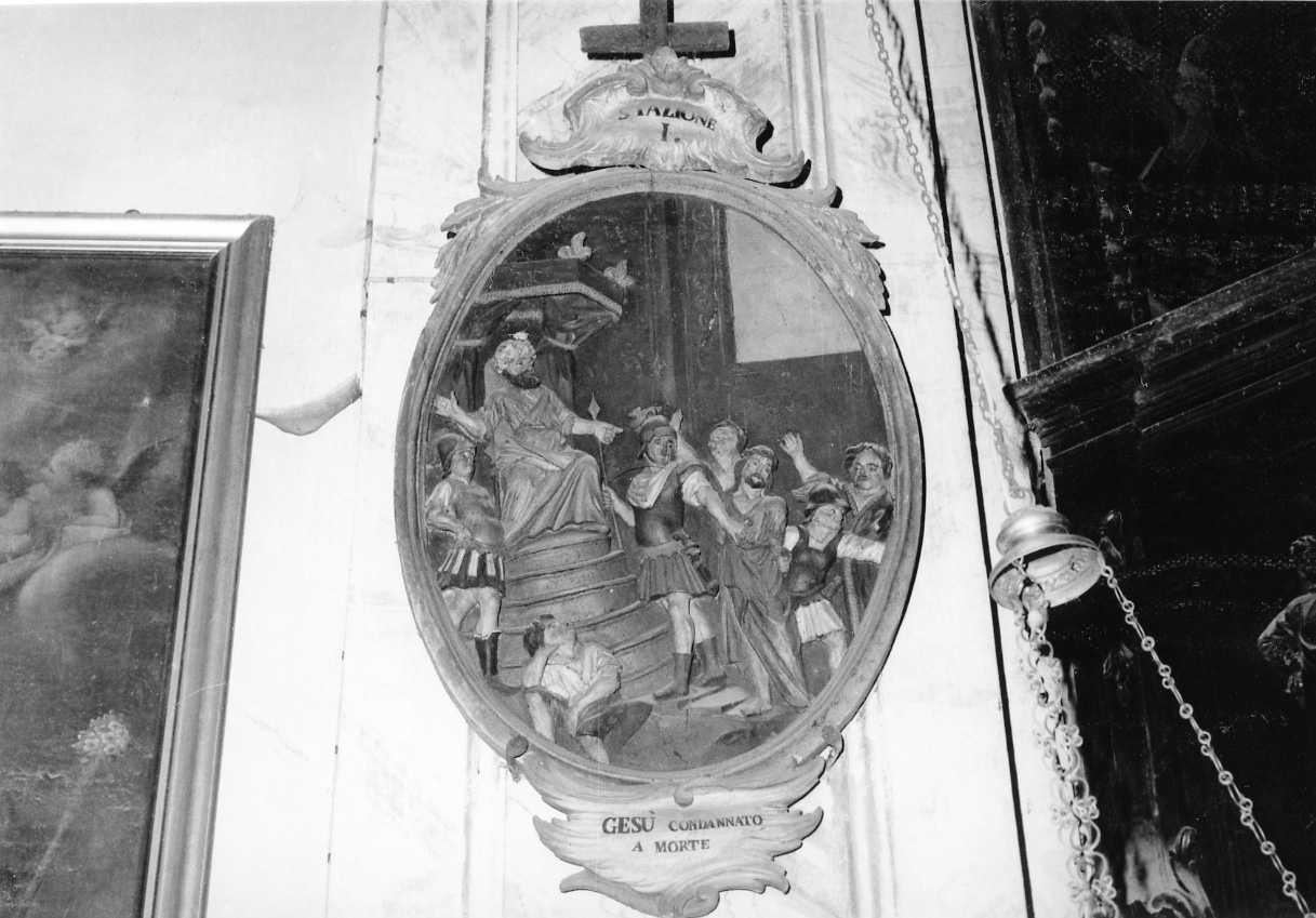 stazione I: Gesù condannato a morte (dipinto, elemento d'insieme) di Serpentiere Pietro Antonio (attribuito) (sec. XVIII)