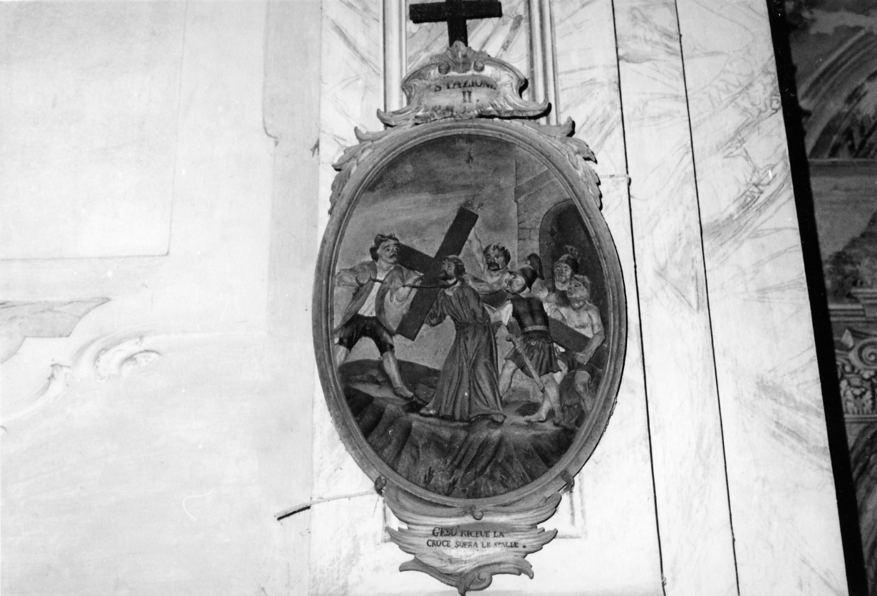 stazione II: Gesù caricato della croce (dipinto, elemento d'insieme) di Serpentiere Pietro Antonio (attribuito) (sec. XVIII)