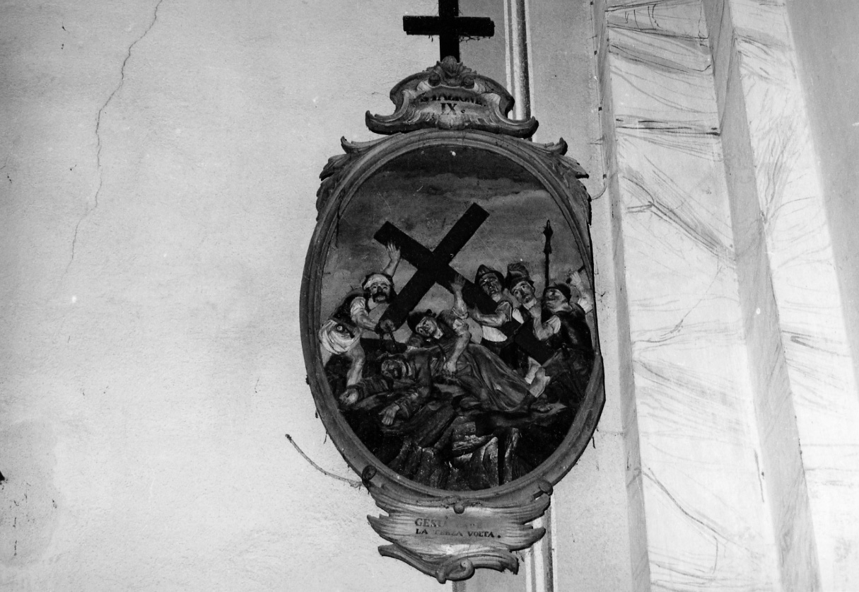stazione IX: Gesù cade sotto la croce la terza volta (dipinto, elemento d'insieme) di Serpentiere Pietro Antonio (attribuito) (sec. XVIII)