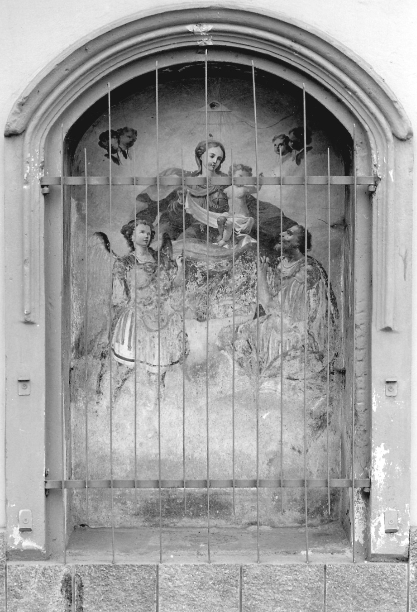 Madonna con Bambino, San Michele e San Chiaffredo (dipinto murale, opera isolata) - ambito piemontese (prima metà sec. XX)