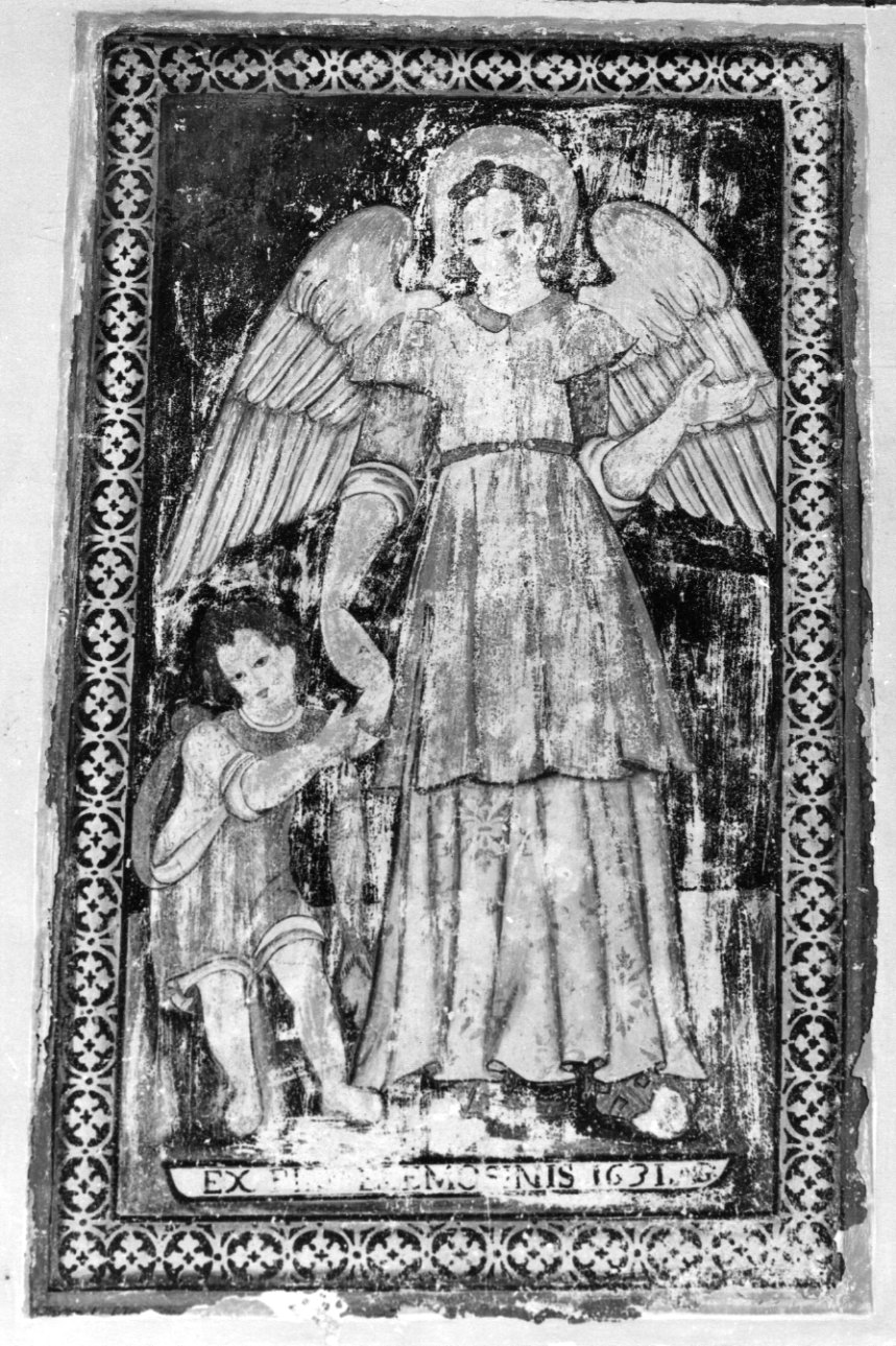 Tobia e San Raffaele arcangelo (dipinto murale, elemento d'insieme) di Arigone Giovanni (cerchia) (secondo quarto sec. XVII)