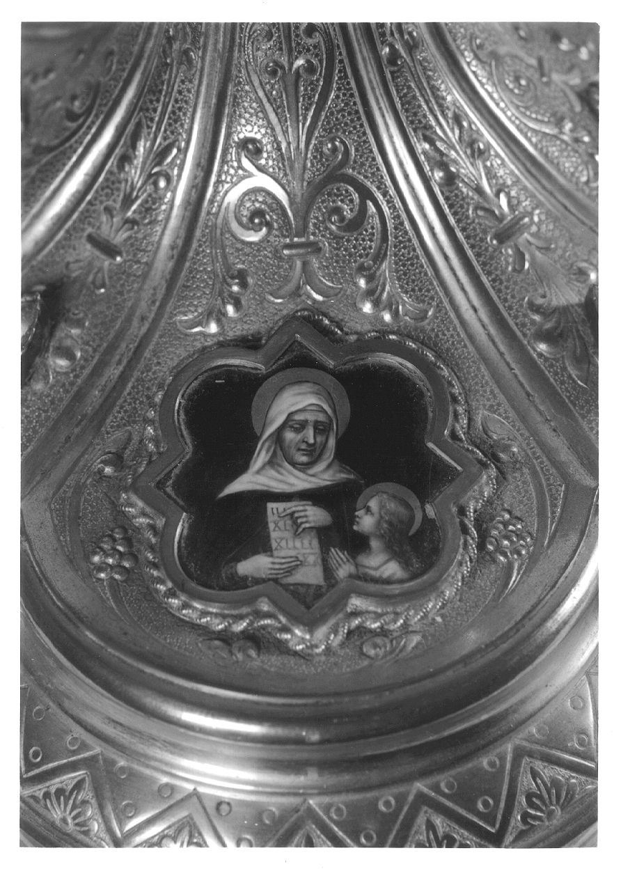 Maria Vergine bambina e Sant'Anna (decorazione a smalto, elemento d'insieme) - bottega piemontese (fine/ inizio secc. XIX/ XX)