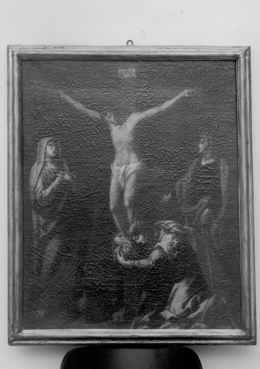 Cristo crocifisso con la Madonna, San Giovanni evangelista e Santa Maria Maddalena (dipinto, elemento d'insieme) - ambito piemontese (prima metà sec. XVII)