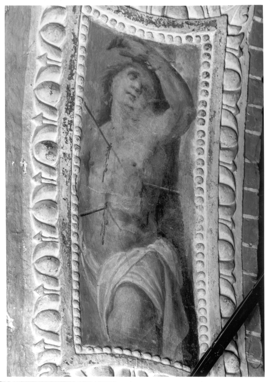 San Sebastiano (dipinto murale, elemento d'insieme) di Della Rovere Giovanni Mauro detto Fiamminghino (e aiuti) (inizio sec. XVII)