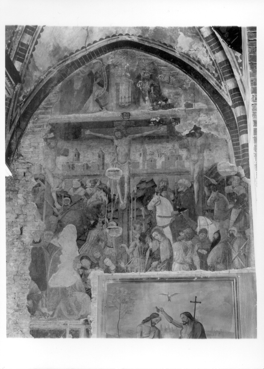 crocifissione di Cristo (dipinto murale, elemento d'insieme) - ambito lombardo (fine sec. XV)