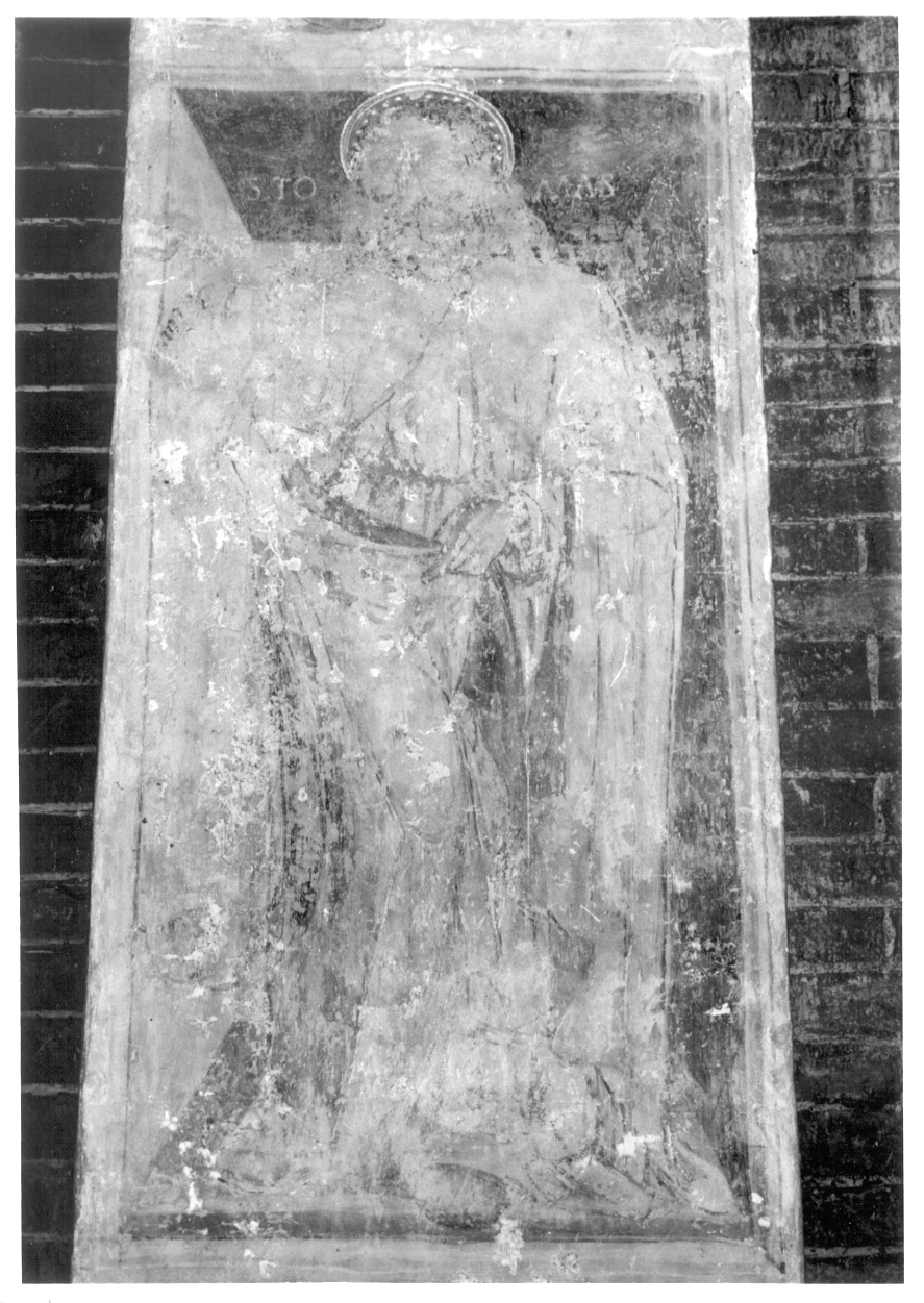 San Tommaso apostolo (dipinto murale, elemento d'insieme) - ambito lombardo (fine/ inizio secc. XV/ XVI)