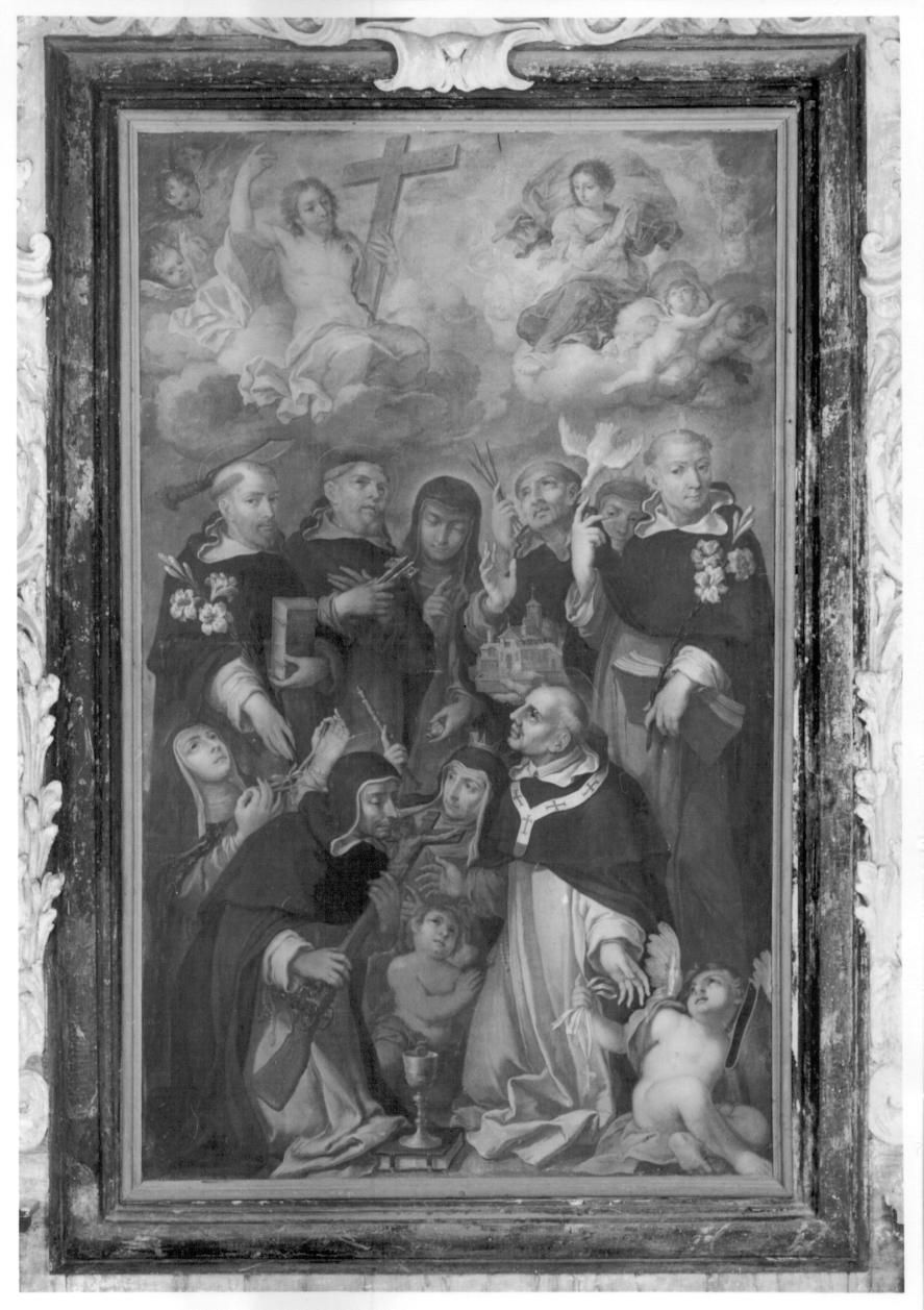 Cristo in gloria con la Madonna e Santi domenicani (pala d'altare, opera isolata) di Preda Carlo (attribuito) (ultimo quarto sec. XVII)