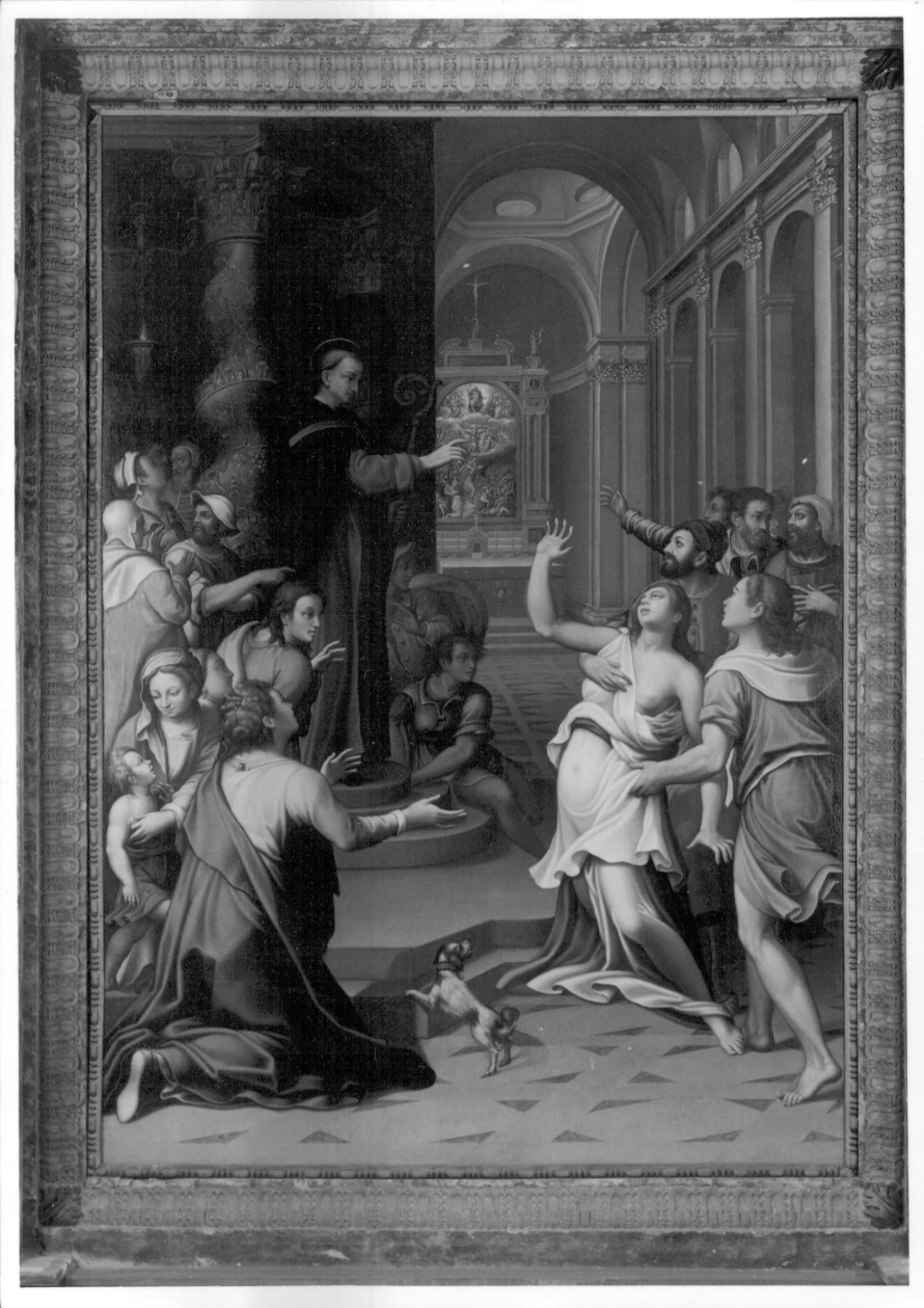 Sant'Antonino esorcizza un'indemoniata (dipinto, opera isolata) - ambito romano (ultimo quarto sec. XVI)