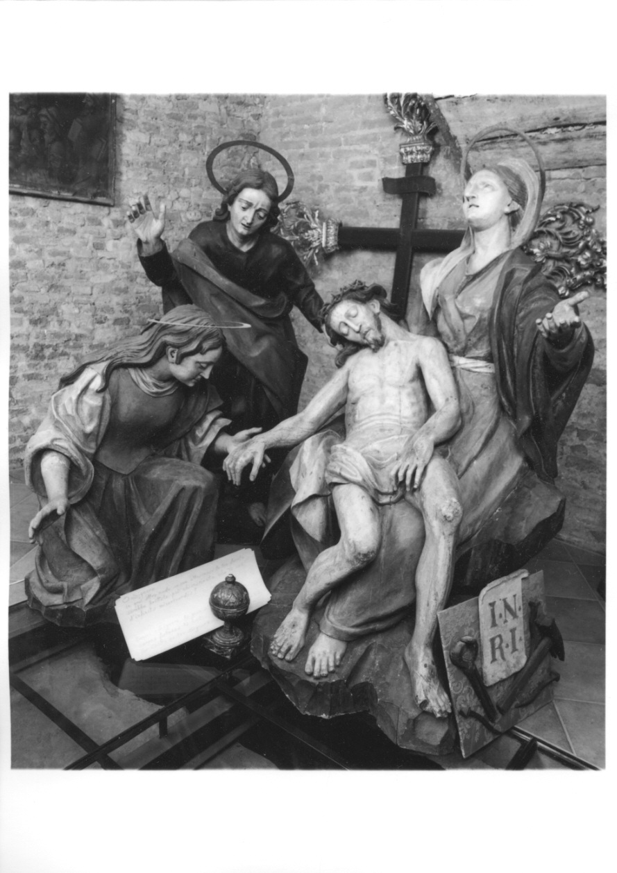 COMPIANTO SUL CRISTO MORTO (gruppo scultoreo, insieme) di Maragliano Antonio Maria (maniera) (prima metà sec. XVIII)