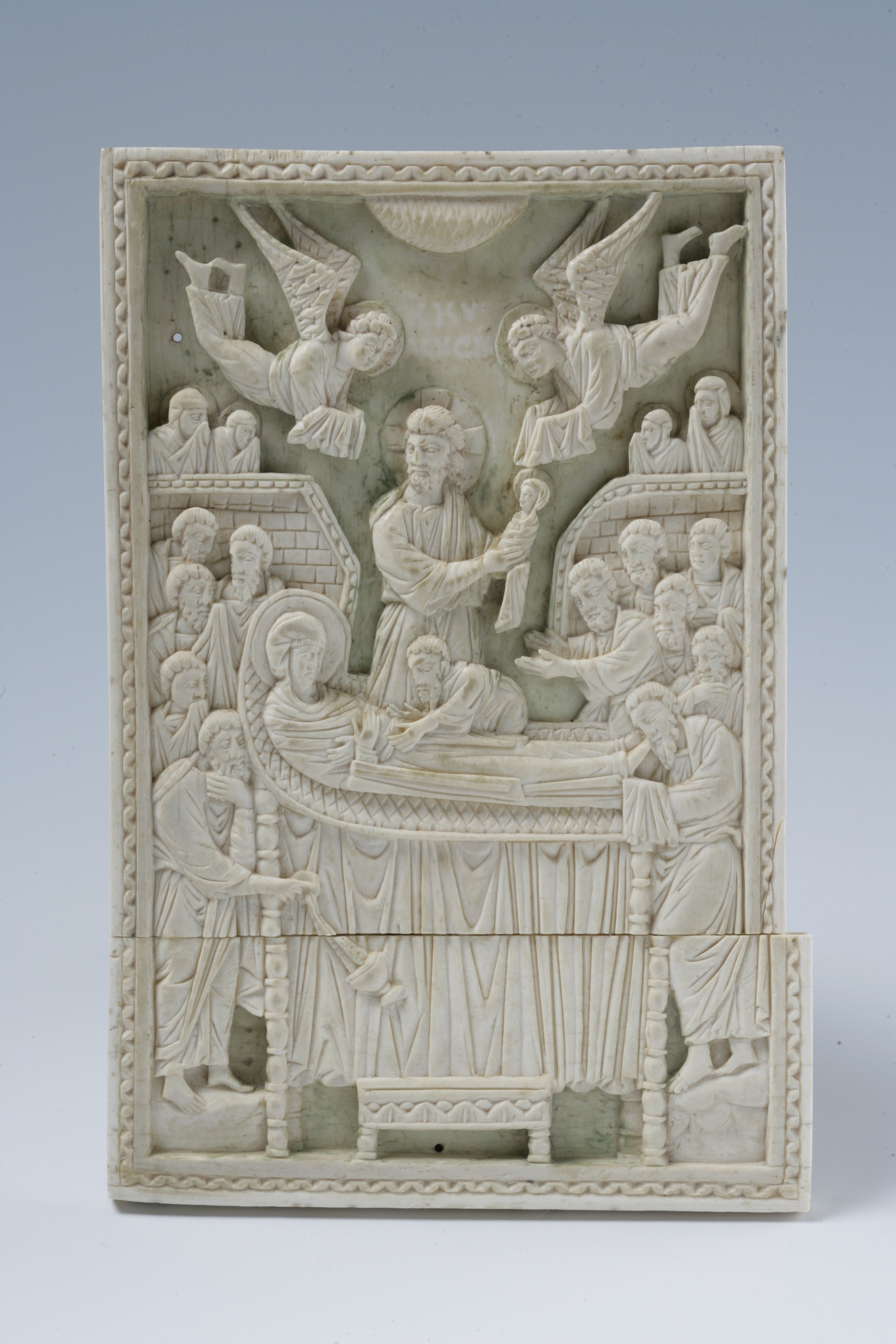 Dormizione della Vergine (formella - di dittico, opera isolata) - ambito bizantino costantinopolitano (inizio XII)