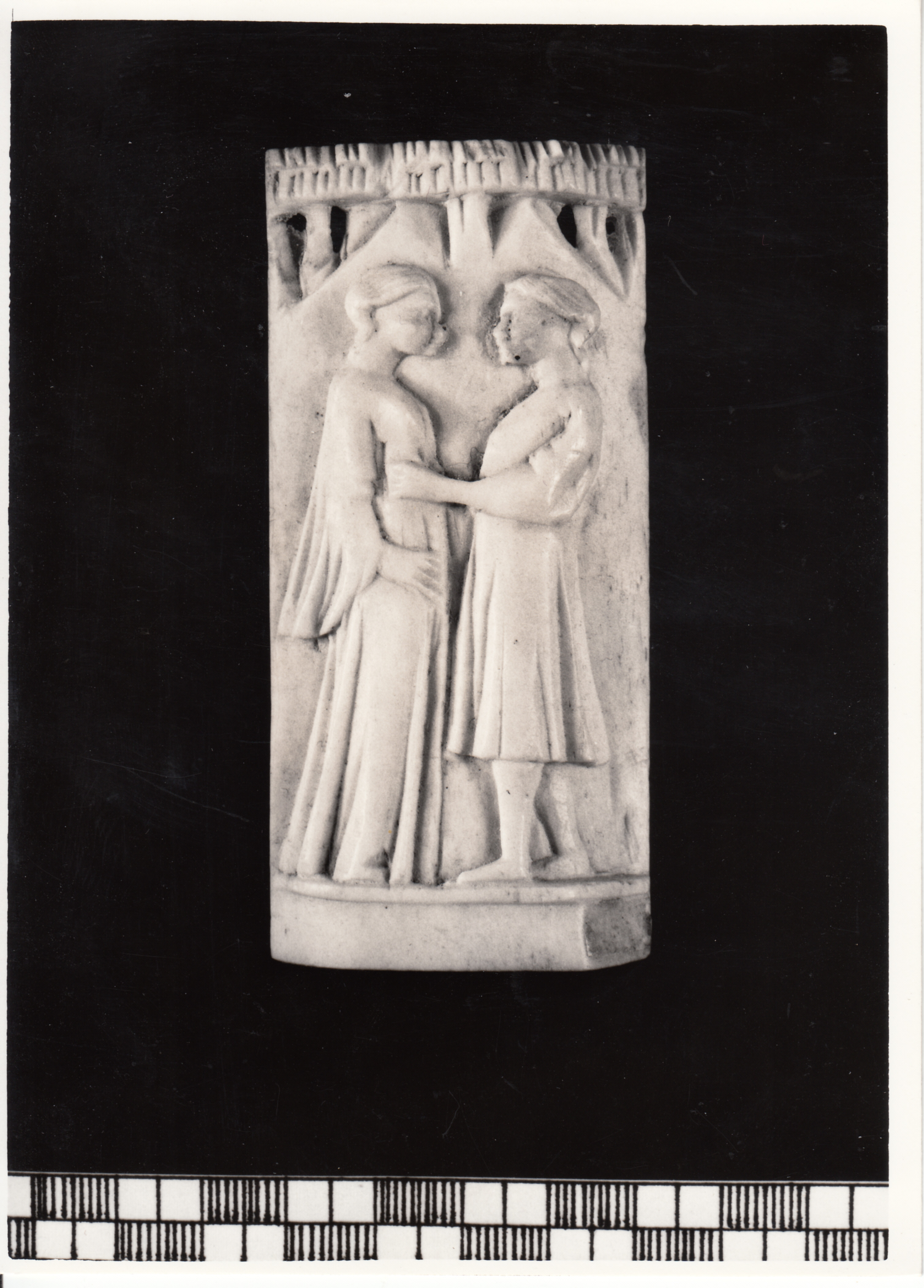 Incontro di figura maschile e figura femminile (placchetta di cofanetto, opera isolata) di Bottega degli Embriachi (bottega) (inizio XV)