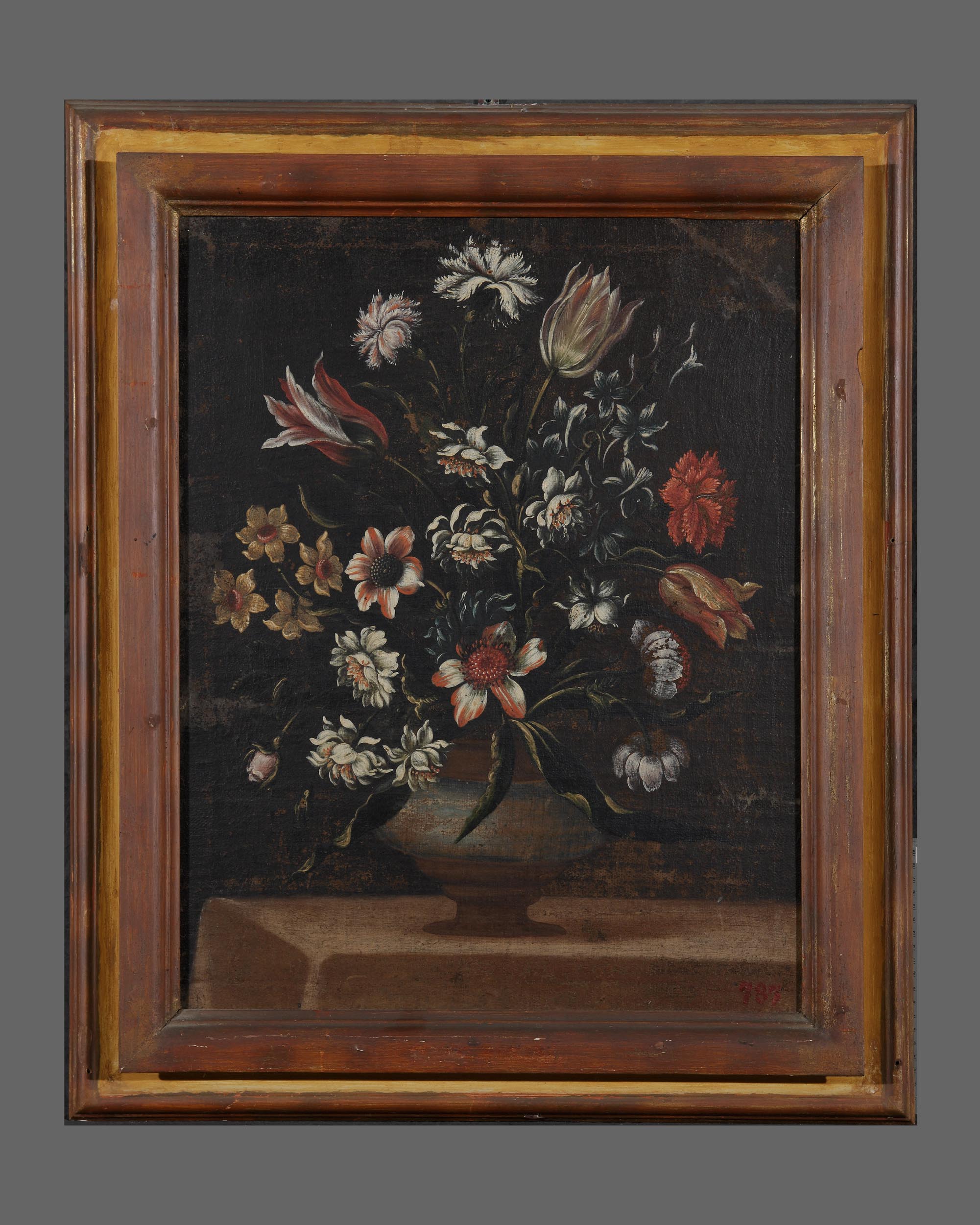 vaso con fiori (dipinto, coppia) - ambito mantovano (?) (fine/inizio secc. XVII/ XVIII)